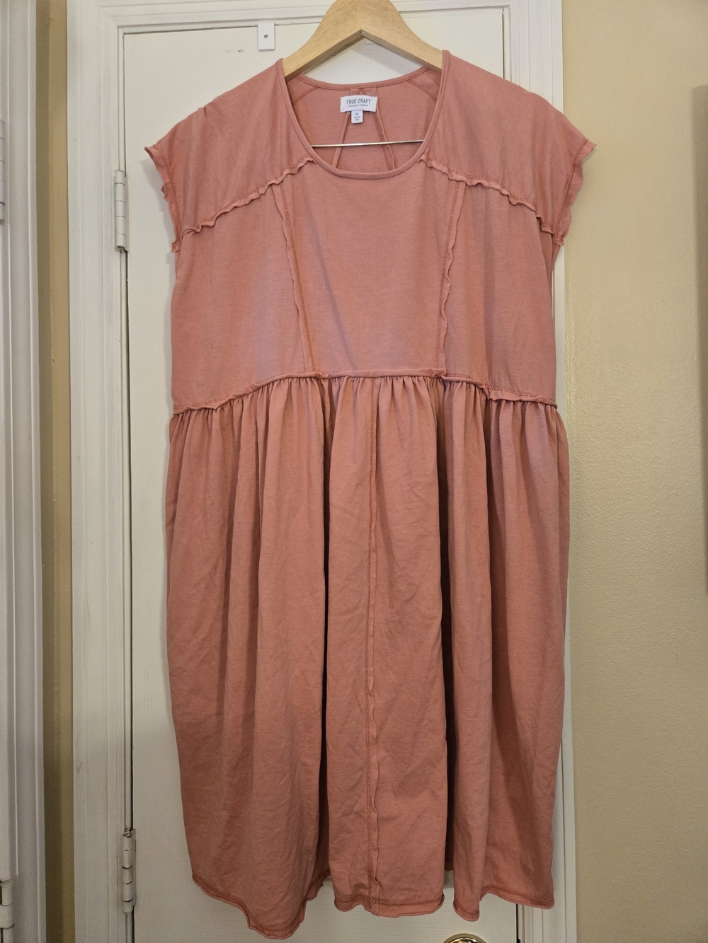 True Craft Light Pink Tiered Cotton Tee Dress Size XL